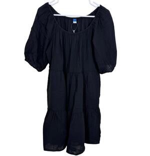 Old Navy Tiered Puff Sleeve Midi Dress Blackjack Size Medium New with Tags